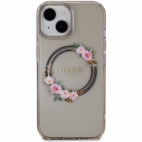 Guess IML Flowers Wreath MagSafe viedtālruņa apvalks iPhone 15 / 14 / 13 - melns