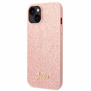 Guess Glitter Script cietais maciņš iPhone 14 Plus 6,7" rozā