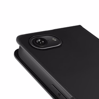 Puro ekoloģiskās ādas viedtālruņa apvalks iPhone 16E ar horizontālu atloku, 2 karšu slotiem un banknošu kabatu, melns