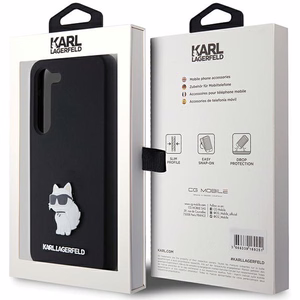 Силиконовый чехол Karl Lagerfeld Choupette Metal Pin для Samsung Galaxy S24 - чёрный