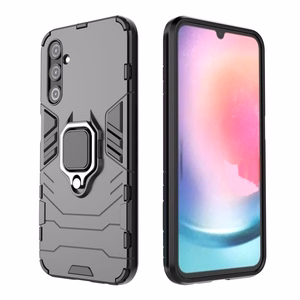 Viedtālruņa apvalks Ring Armor Samsung Galaxy A24 4G ar magnētisko turētāju un gredzenu - melns
