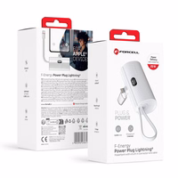 Portatīvais lādētājs Forcell F-Energy Power Plug F5K3 PD 20W 5000 mAh ar iebūvētu savienotāju Lightning balta