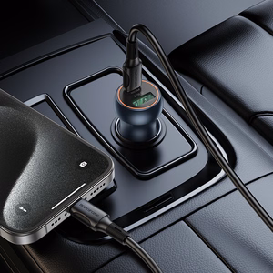 Borofone Auto lādētājs BZ32B Fresh - USB + C tipa - QC 3.0 PD 48W pelēks