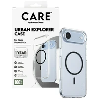 CARE by PanzerGlass Flagship Urban Explorer viedtālruņa apvalks ar melnu MagSafe iPhone Air - caurspīdīgs