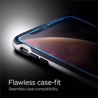 Spigen Glass FC rūdītais stikls ar melnu rāmi iPhone X / XS / 11 Pro