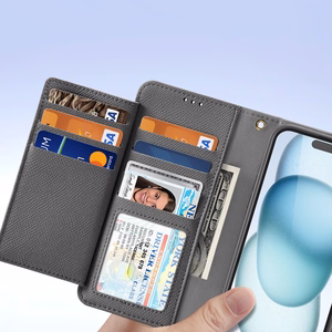 Ādas viedtālruņa apvalks Dux Ducis Lawa iPhone 15 - pelēks