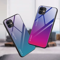Gradient Glass izturīgs viedtālruņa apvalks ar rūdīta stikla aizmuguri iPhone 12 mini melns-sarkans