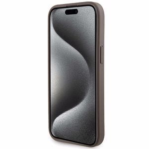 Guess viedtālruņa apvalks ar statīvu Grip Stand 4G Triangle Strass iPhone 15 - brūns