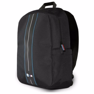 BMW Nylon Blue Stripe mugursoma klēpjdatoram līdz 16 collām, melna