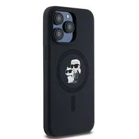Karl Lagerfeld Silikona Karl&Choupette Ring MagSafe viedtālruņa apvalks iPhone 15 Pro Max - melns