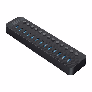 Orico CT2U3-13AB 13x USB-A 3.0 centrmezgls ar slēdžiem - melns