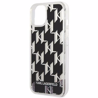 Karl Lagerfeld KLHCP14SLMNMK iPhone 14 6.1 "cietais viedtālruņa apvalks melns / melns šķidrais mirdzums Monogram