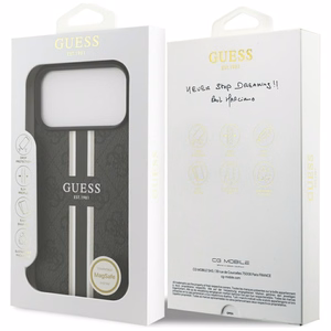 GUESS чехол для IPHONE 17 Pro Max совместимый с MagSafe GUHMP17XP4RPSK (4G Printed Stripes) чёрный