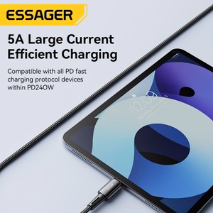 USB kabelis Essager Ultra tumši pelēks Type-C / Type-C 200cm (līdz 240W!!!)