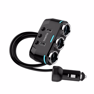 Car Cigarette Lighter Socket Splitter B39 Type C - 3 sockets + 2xUSB - 2,1A 100W with display and cable