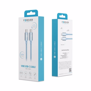 Forever Vibe kabelis USB-C - USB-C 1,0 m 60W debeszils