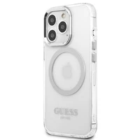 Guess Metal Outline Magnētiskais MagSafe viedtālruņa apvalks iPhone 13 Pro / iPhone 13 - sudraba