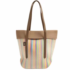 BUILT City Tote neoprene tote bag with faux-leather handles, Candy Dot