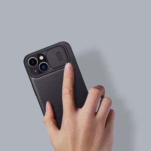 Nillkin Qin auduma apvalks iPhone 14 Plus ar kameras vāciņu un maciņu zils