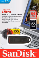 SanDisk zibatmiņa 64GB USB 3.0 Cruzer Ultra