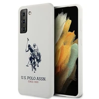 Viedtālruņa apvalks US Polo USHCS21SSLHRWH S21 G991 balts silikons ar logotipu