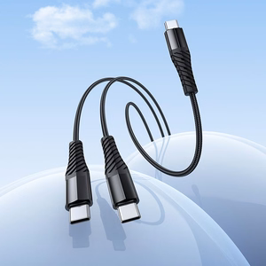 Cable 2in1 USB C to USB C+C Hoco 1 m X123 black