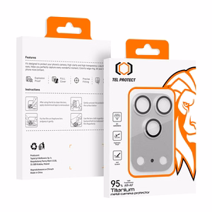 Tempered stikls Tel Protect 95% AR+AF Full Metal kameras aizsargs on camera for Iphone 17 Pro Max sudraba (camera island)