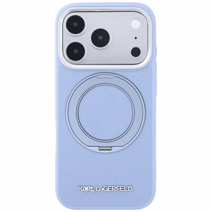 Gaiši zils KARL LAGERFELD vāciņš modelim IPHONE 18 Pro/17 Pro (Saffiano Classic Logo), saderīgs ar MagSafe