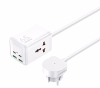 REMAX GAN POWER STRIP 65W RP-U157 2xUSB+2xUSB-C 1.5M balts