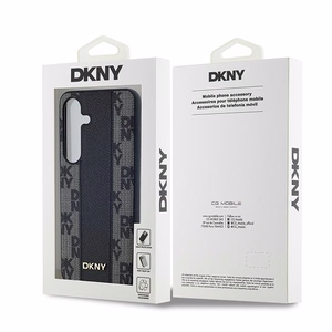 DKNY Ādas rūtainais magnētiskais apvalks Samsung Galaxy S24+ - melns