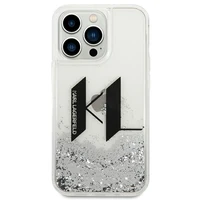 Karl Lagerfeld Liquid Glitter Big KL viedtālruņa apvalks iPhone 14 Pro - sudraba