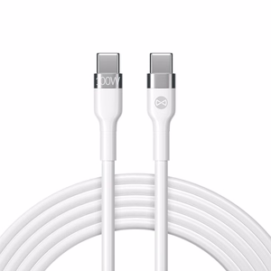Forever Elastīgais kabelis USB-C - USB-C 2,0 m 100W balts