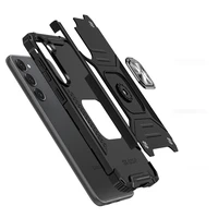 Wozinsky Ring Armor viedtālruņa apvalks Samsung Galaxy S23 bruņu apvalks ar magnētisku turētāju un gredzenu melns