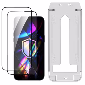 LCD tempered glass (2 pcs.) with applicator 3mk Hardy Hardura 9H Apple iPhone 15 Pro Max melns