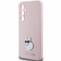 Karl Lagerfeld silikona Choupette Metal Pin viedtālruņa apvalks Samsung Galaxy S23 FE - rozā