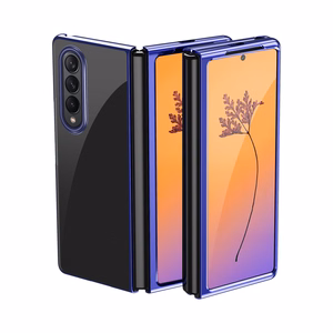 Plating viedtālruņa apvalks Samsung Galaxy Z Fold 4 ar metālisku rāmi zils