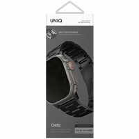 UNIQ siksniņa Osta Apple Watch 42/44/45/     49mm Series 1/2/3/4/5/6/7/8/9/10/SE/SE2/Ultra/Ultra 2 nerūsējošā tērauda melns/melns