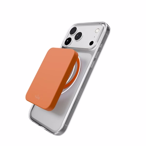 Puro Lite Mag TPU+PC viedtālruņa apvalks saderīgs ar MagSafe iPhone 17 Pro Max - caurspīdīgs ar oranžu gredzenu