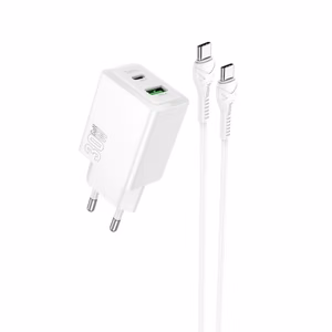 Charger Hoco N71 30W GaN USB-C/USB-A + USB-C to USB-C cable 1.0m white