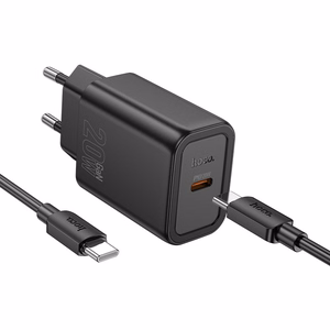 Lādētājs Hoco N60 20W GaN USB-C + USB-C uz USB-C kabelis 1.0m melns
