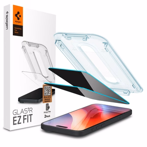 Spigen Glas.tR EzFit Privacy rūdītais stikls iPhone 15/16 ar adapteri (2 gab.)
