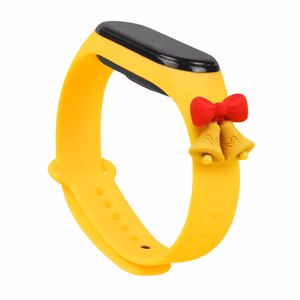 Siksna Xmas Xiaomi Mi Band 3 / 4 Ziemassvētku silikona siksna aproce ar zvaniņiem - dzeltena
