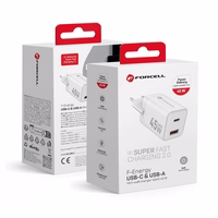 FORCELL F-ENERGY Mini GaN III VT-36 ceļojumu lādētājs ar 1 x Type C + 1x USB A pieslēgvietām, PD QC4.0 45W balts