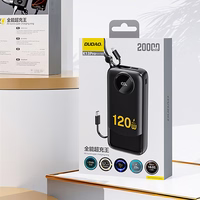 Dudao K13Pro 20000mAh portatīvais lādētājs ar iebūvētu kabeli - melna