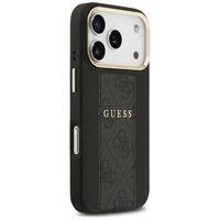 Guess 4G Stripe Magnētiskais viedtālruņa apvalks iPhone 17 Pro - melna