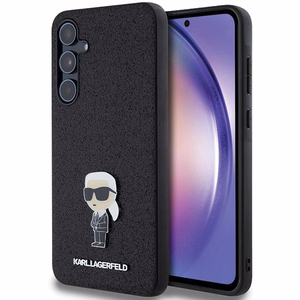 Karl Lagerfeld Fixed Glitter Ikonik Logo Metal Pin case for Samsung Galaxy A55 - black