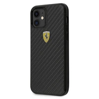 Ferrari FERCAHCP12SBK iPhone 12 mini 5.4" melns/melns cietais apvalks On Track Real Carbon