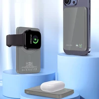 Blavec Portatīvais lādētājs 5000mAh BJ-04 Īpaši Plāns 7,8mm - Type C - 22,5W magnētiskā Magsafe 3 in 1 (PBBJ04-MC5G) pelēka stikls