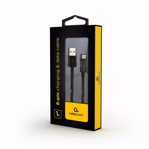 Gembird CC-USB2-AMLM-1M Lightning kabelis, melns