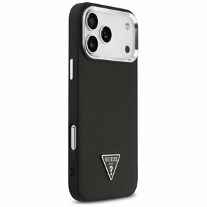 Guess Graudains Trīsstūra logotips Magnētiskais apvalks viedtālrunim iPhone 17 Pro Max - melns